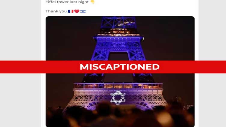 Photo does not show Eiffel Tower lit in Israeli colors in April 2024