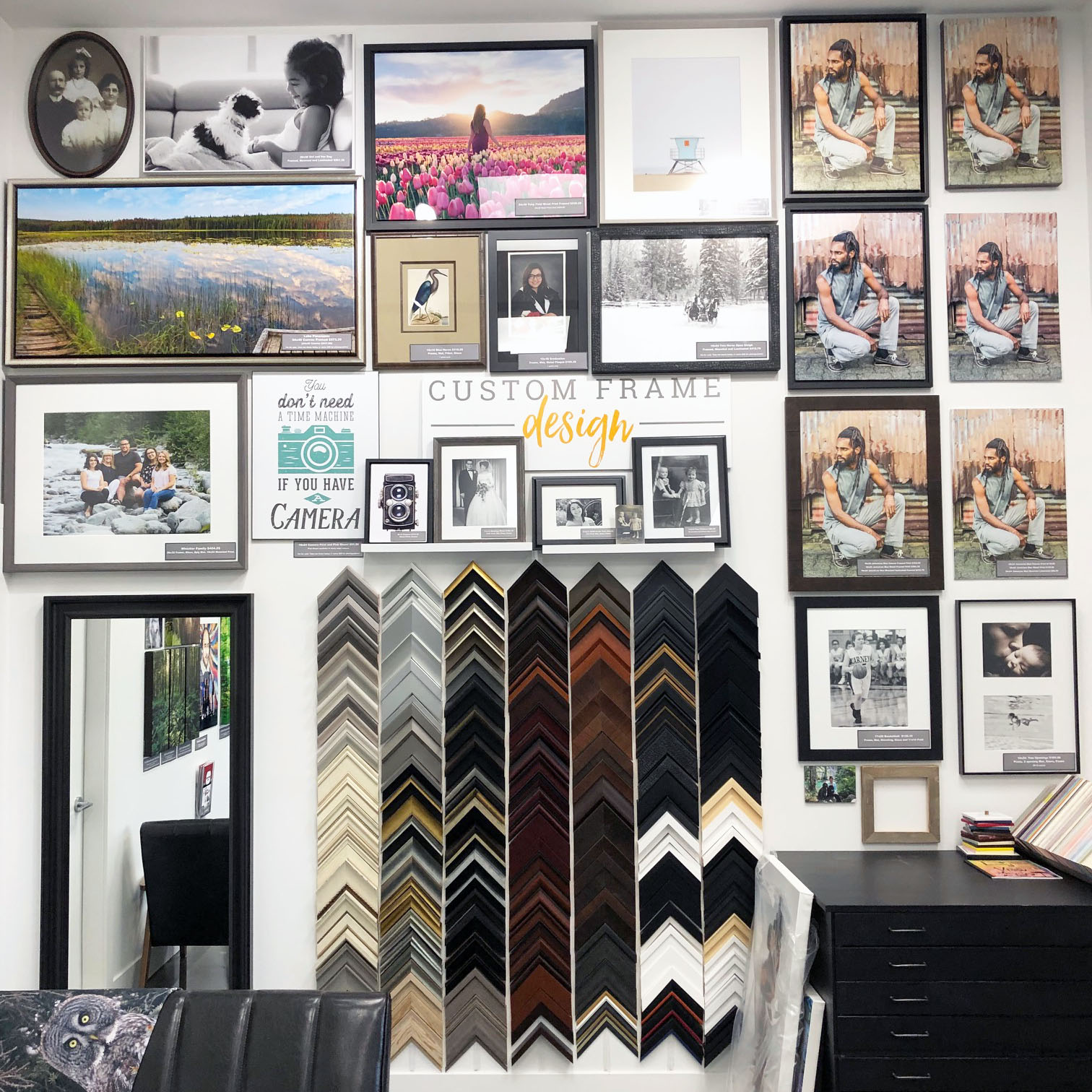 Custom Framing sample wall